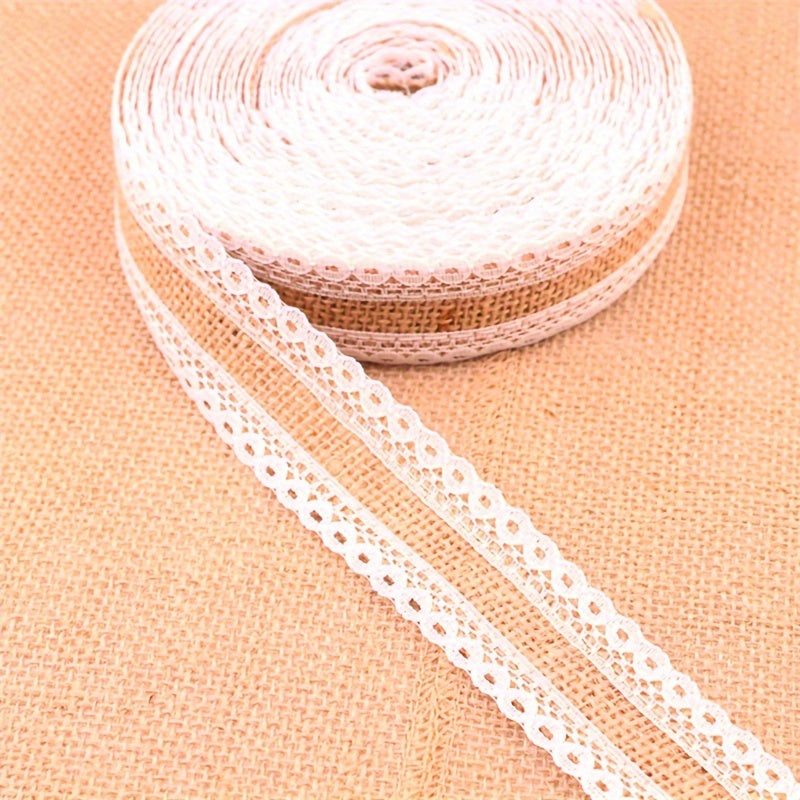 2m Lace Linen Roll with Lace Linen Rope on Both Sides DIY Craft