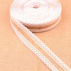 2m Lace Linen Roll with Lace Linen Rope on Both Sides DIY Craft
