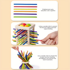 Wood Shape Sorting Dice Game with 12 Multicolor Sticks