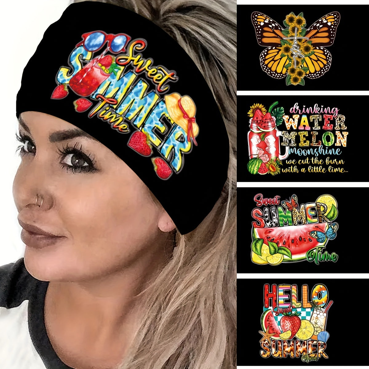Fruit Pattern Wide Headband Hip hop Style Hair Band