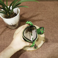 Handcrafted Tortoise Purse Wallet with Wrist Strap Zipper Closure Coin Purse