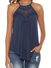 Floral Lace Halter Neck Top for Summer Women