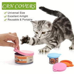 Universal Silicone Pet Food Can Lid 7.62 cm with Spoon