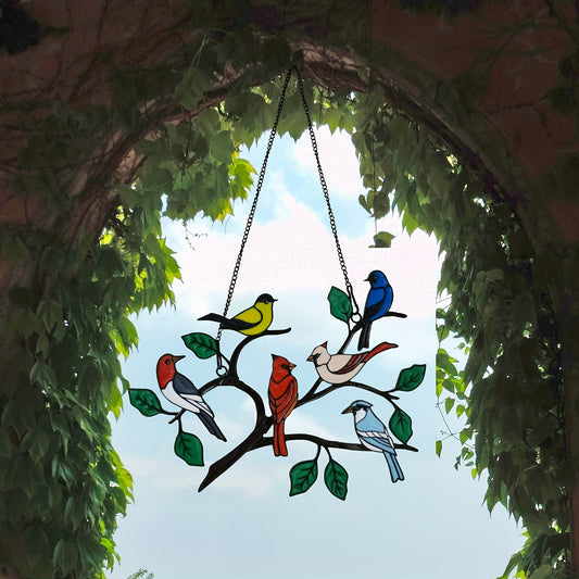 Birds Window Pendant Alloy Six Bird