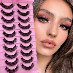 Natural Fluffy False Eyelashes - Curly Thick Long Faux Mink Lashes