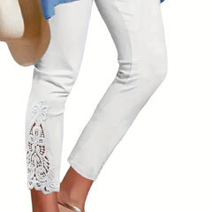 Floral Pattern Cutout Skinny Crop Leggings
