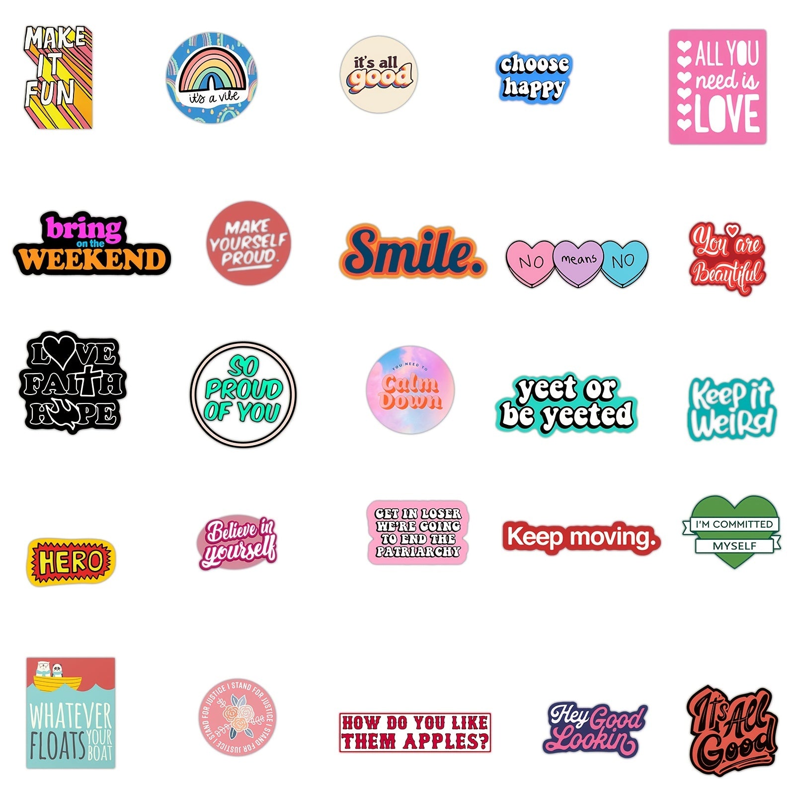 50pcs English Graffiti Waterproof Stickers DIY Materials