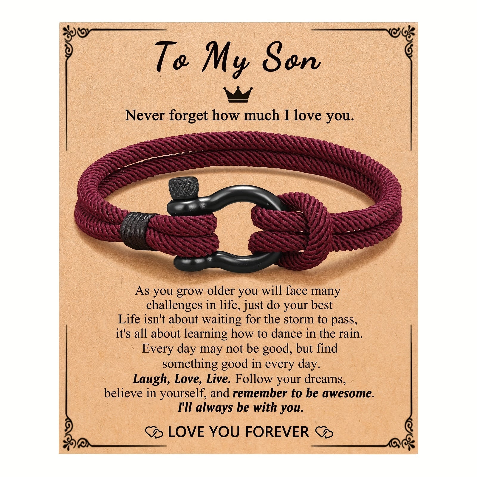 To My Son Bracelet From Mom with Inspirational Love Quotes