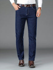 Father's Gift Straight Fit Jeans Men's Casual Trousers Spring Fall Business