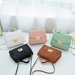 Stylish Faux Leather Crossbody Bag Small Shoulder Bag Pink Green