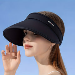 Solid Visor Hat Casual Ponytail Sun Hat UV Protection Foldable