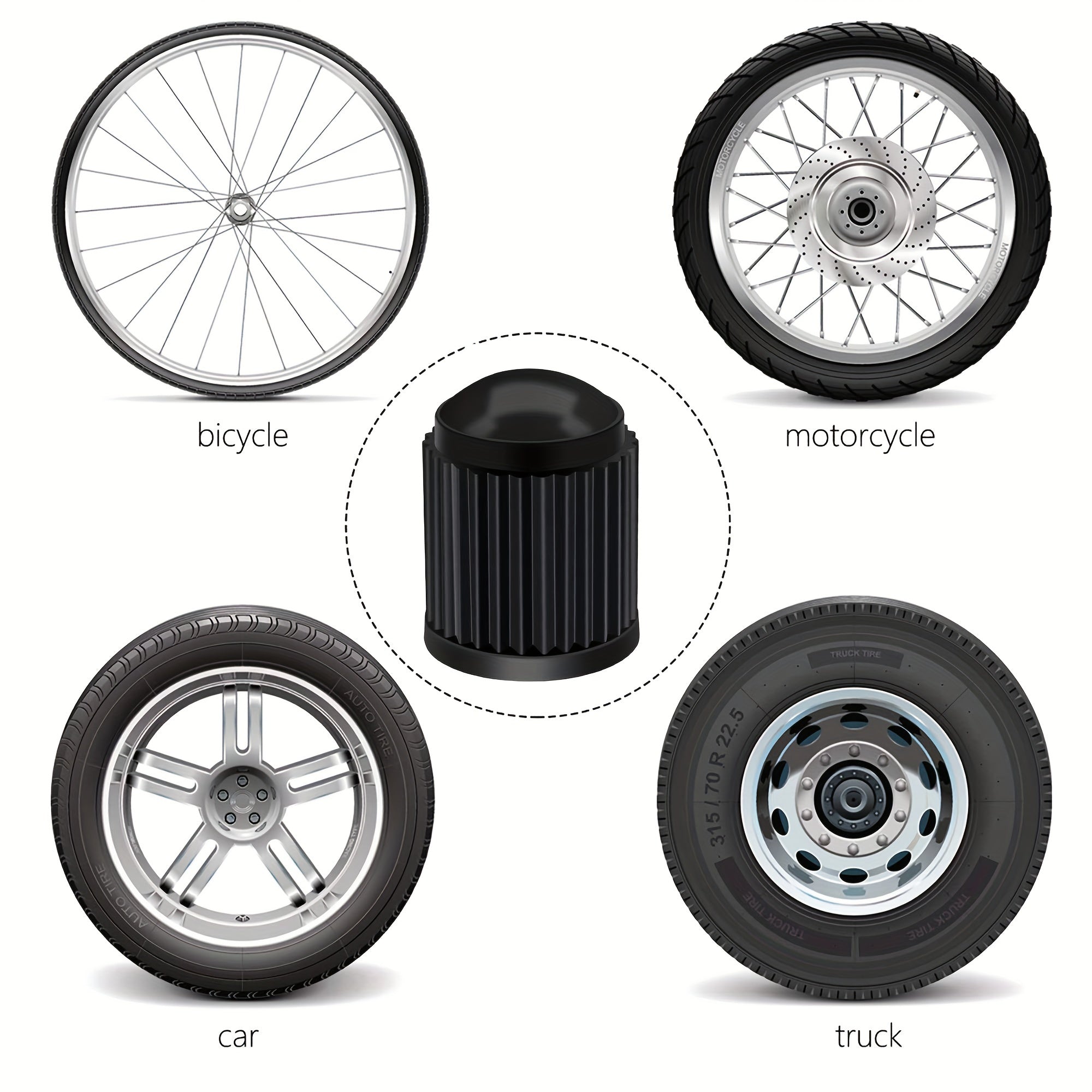 100pcs Universal Valve Dust Covers for Bikes Cars