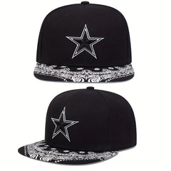 Cashew Flower Brim Pentagram Embroidery Men's Ball Cap