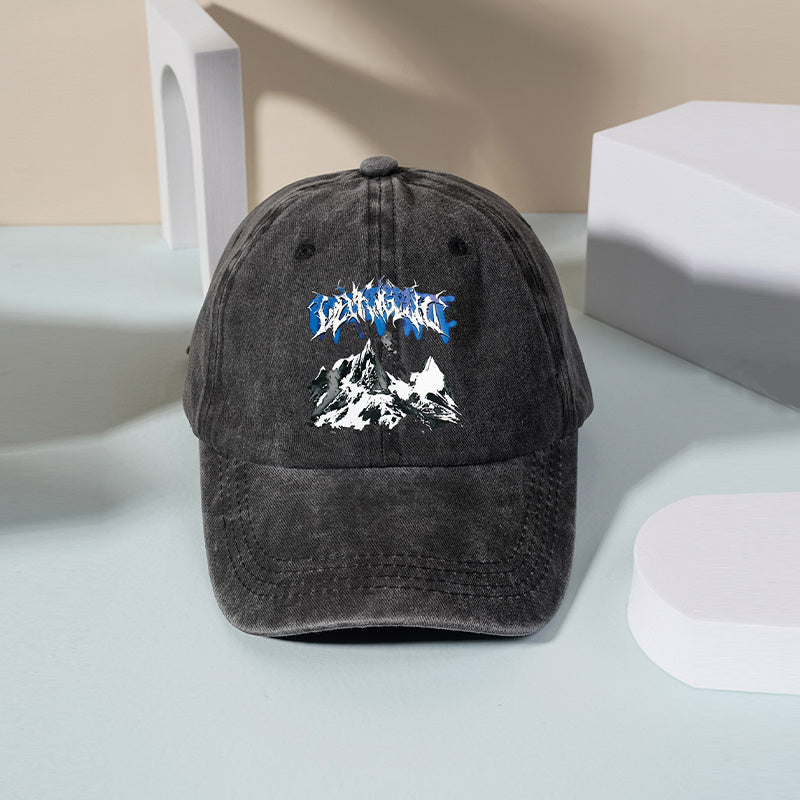 Snow Mountain Print Baseball Cap Vintage Washed Distressed Hat