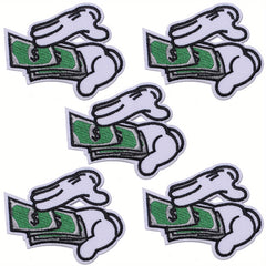 5pcs Money Patches Iron On Sew On Embroidered Applique Repair Patch DIY Crafts