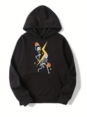 Letter Skeleton Dinosaur Print Boys Hoodie Sweatshirt
