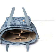 Flower Print Tote Bag Nylon Lightweight Casual Commuter Bag
