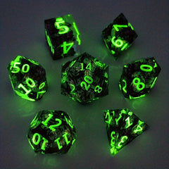 Nightglow Resin Dice 7 Piece Set For RPG Board Games