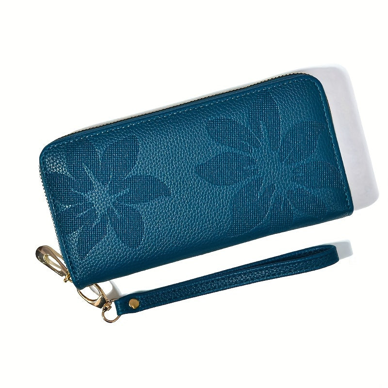 Women's Long Wallet Coin Purse Retro Flower Handheld Large Capacity Purse