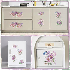 Purple Dreamy Flowers Transfer Decals, 3pcs