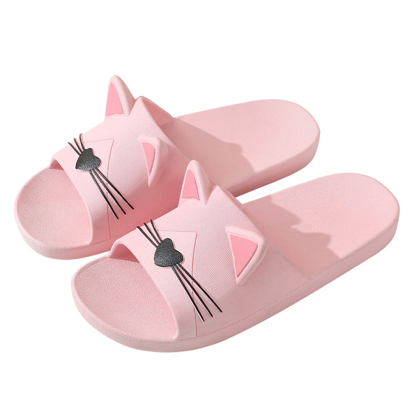 Cartoon Cat Slides Slippers PVC Lightweight Non Slip Floor Shoes Indoor Outdoor