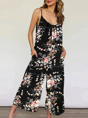 Boho Floral Print Spaghetti Jumpsuit