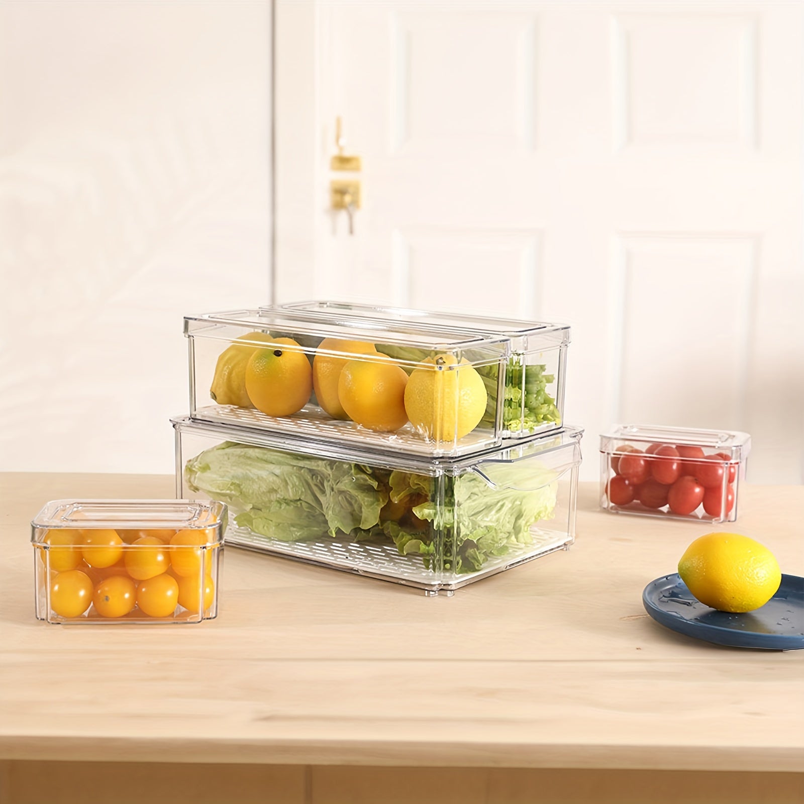 12pcs Fridge Organizer with Lids - Clear Stackable Refrigerator Bins