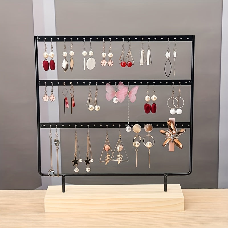 Wood Base Earring Holder Detachable Jewelry Display Rack