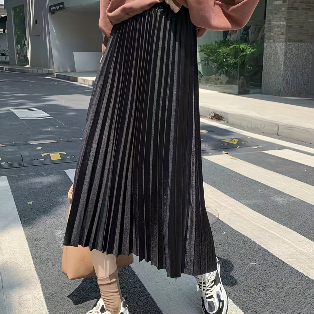 High Waist Pleated Skirt Casual Women's Clothing