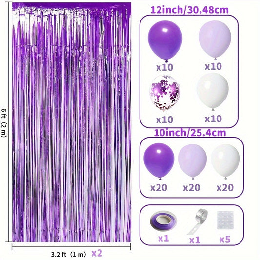 109pcs Purple Sequin Latex Balloon Set Holiday Gathering Shooting Props
