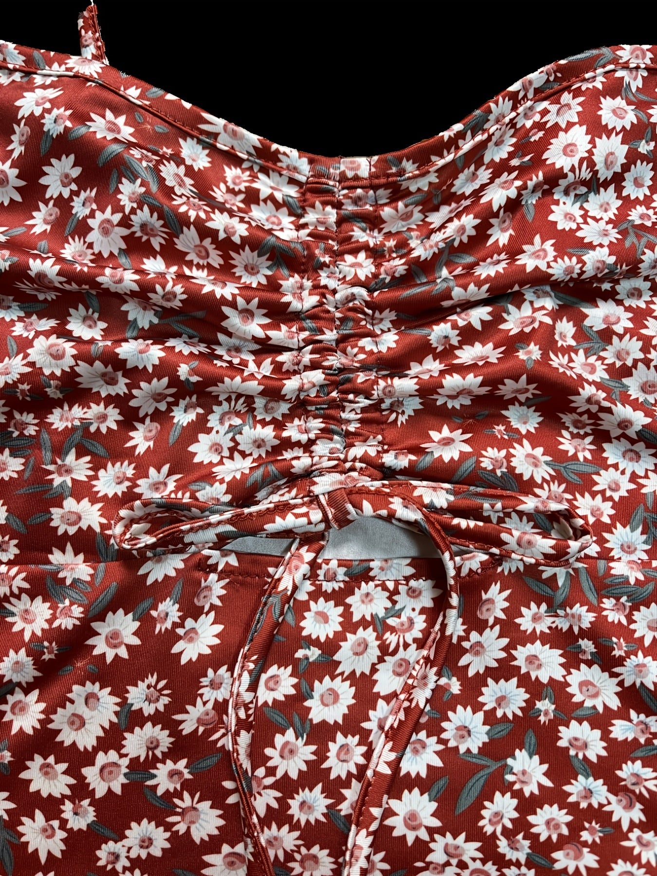 Floral Print Drawstring Two-piece Set - Crop Top & Bodycon Dress