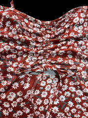 Floral Print Drawstring Two-piece Set - Crop Top & Bodycon Dress