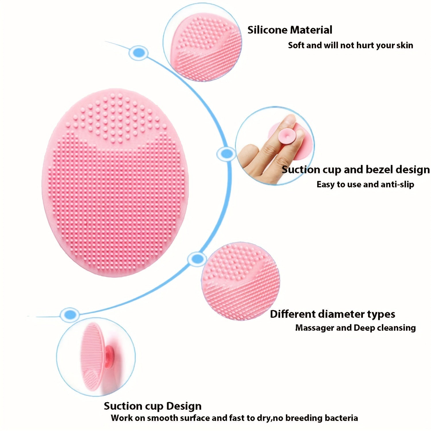 Silicone Face Scrubber 2 Pack Facial Cleansing Pad Exfoliator Face Brush