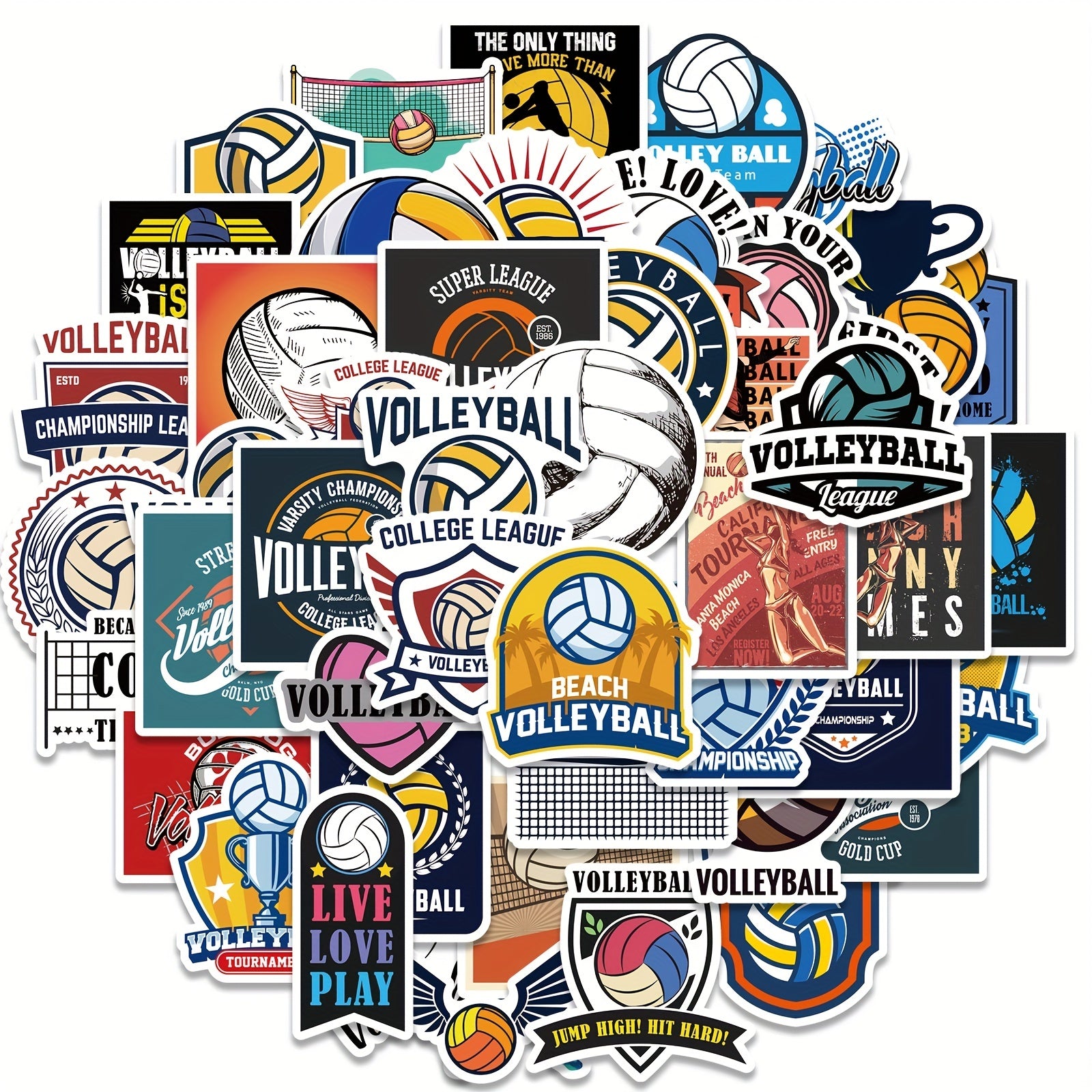 50pcs Volleyball Mixed Stickers for Luggage Skateboard Waterproof Teens Adults