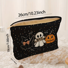 Cartoon Cat Corduroy Storage Bag for Halloween Makeup