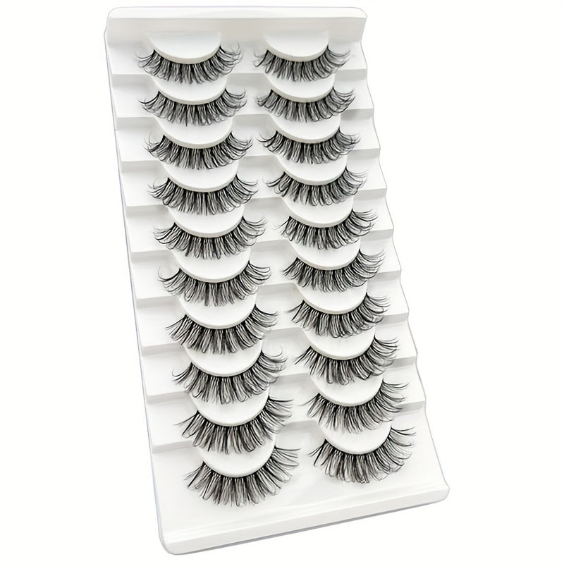 10 Pairs Natural Cross Volume False Eyelashes D Curling
