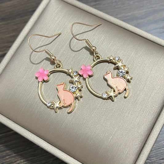 Kitten Geometric Dangle Earrings - Cat Ear Jewelry