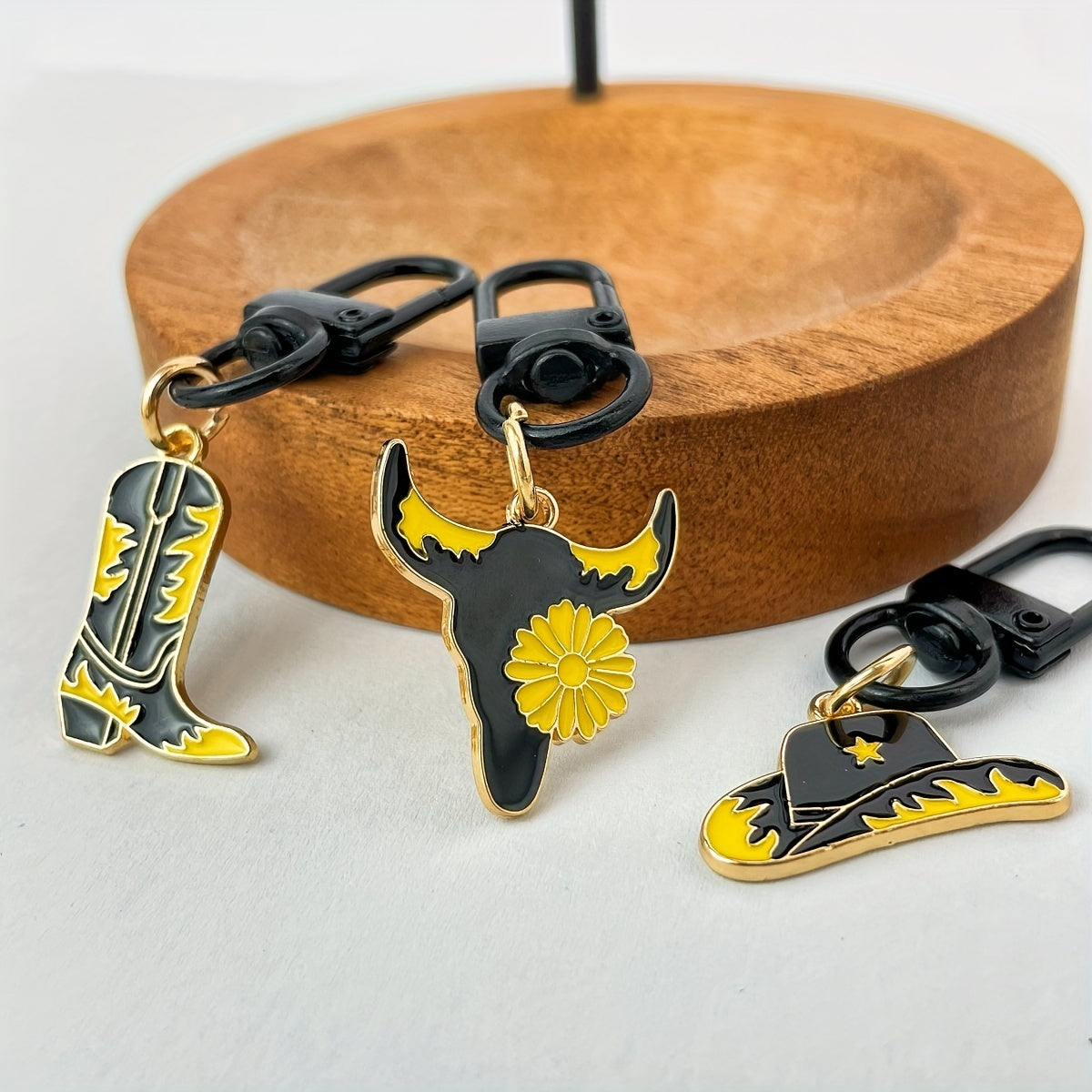 Alloy Pendant Keychain Set: Cowboy Hat, Boots, Bullhead Key Chain