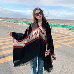 Vintage Striped Cashmere Large Wrap