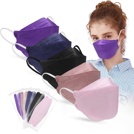 50pcs Dark Multicolor 3D Fish Type Face Masks Individually Wrapped
