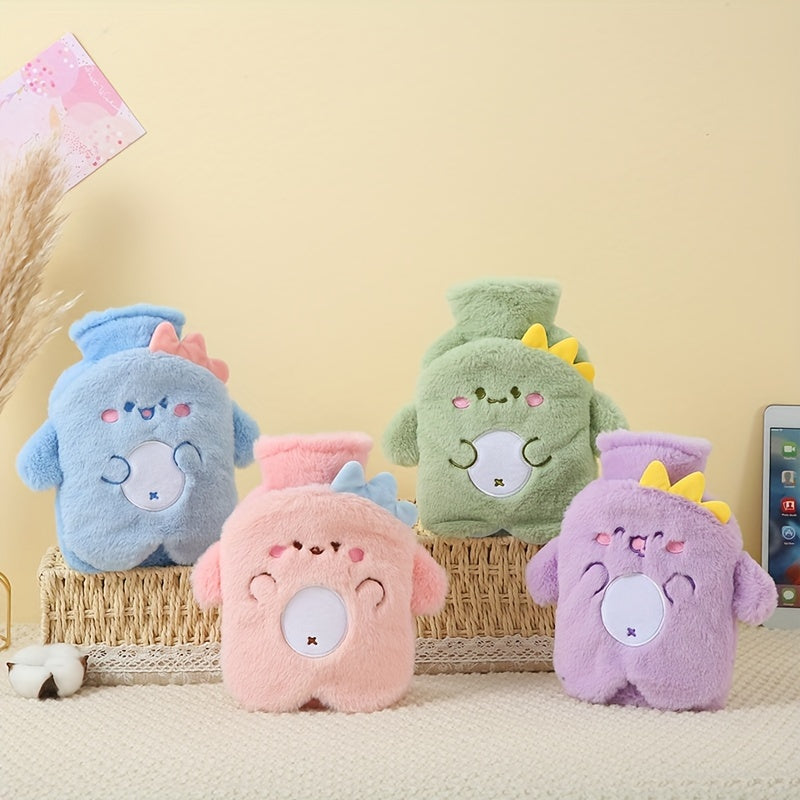 Plush Water Bag w/ Pocket & Soft Cover 17.63oz Hot Bottle for Menstrual Cramps