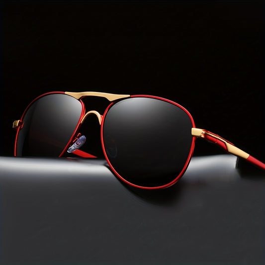 Polarized Driving Sunglasses UV400 Top Bar Aviator Outdoor Glasses Case