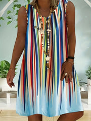  Random Print V Neck Tank Dress