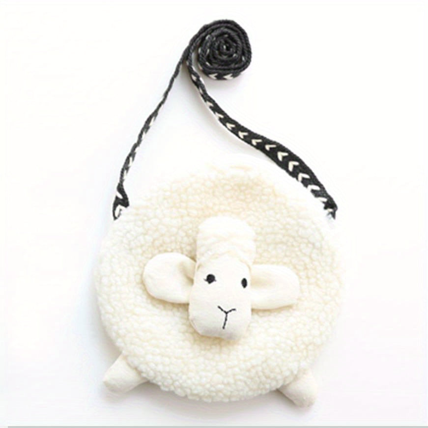 Cartoon Plush Lamb Bag Coin Purse Wallet Crossbody Bag Holiday Gift For Girls