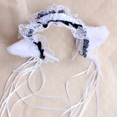 Cat Ears Headband Lace Hoop Tassel Lolita Hair Band for Cosplay Costume