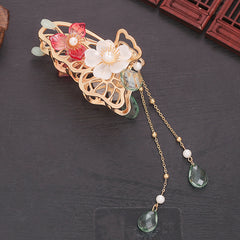 Chinese Style Floral Hair Claw Ponytail Holder
