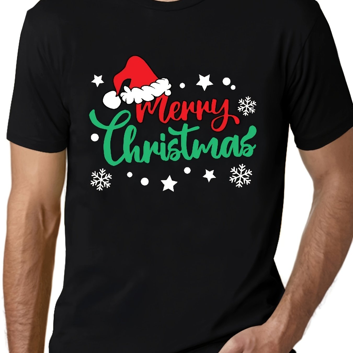 Christmas Pattern Print Men's Short Sleeve T-shirt Graphic Tee