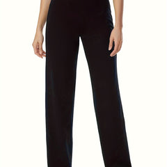  Solid High Rise Straight Leg Trousers