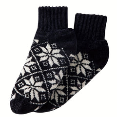 Snowflake Print Thickened Socks Comfy & Warm Mid Tube Socks Women's