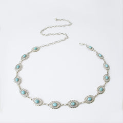 Turquoise Chain Belt Women's Metal Waist Belt for Dresses Western Style
